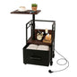 Small Bedside Table with Charging Station, Rolling Side Table with Wheels, Small Nightstand with Drawer Storage for Bedroom - Black Walnut Look - color: Black Walnut