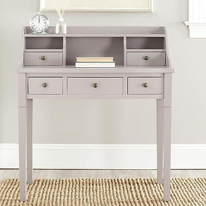 SAFAVIEH Furniture - Landon 5-Drawer Writing Desk - White - Solid Wood - Classic Hutch Design - Ideal for Home Office, Living Room, Den, 36.2"W x 19.1"D x 40.5"H (AMH6516D) - color: White