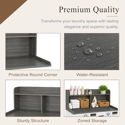 Royxen Laundry Countertop with 20“ Shelf Universal Fit, Washer and Dryer Countertop with Storage Space, Eucalyptus - color: Eucalyptus