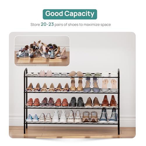 viewcare Long Shoe Rack for Closet, 4-Tier Extra Long Shoe Rack for Entryway & Garage, Black Shoe Organizer Holds 20-23 Pairs, Sturdy Metal Construction - size: 4-Tier(Extra Long)