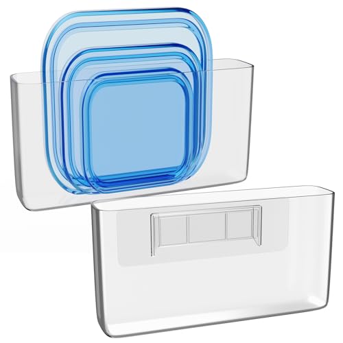 NiHome Acrylic Wall Mount Organizer 2-Pack, Slim Multi-Use Over Cabinet Storage Bins No-Drill Installation, Versatile Use for Kitchen, Bathroom, Office Perfect for Small Accessories (Clear) - color: Clear-Acrylic