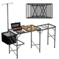 WildFinder Folding Table with Sink and Double Shelf, Camping Table Height Adjustable Folding Grill Table, Portable Outdoor Table for Picnic,Camping,BBQ,Beach,69 x20 x32 Inches(Black) - size: 5.7x2FT(Cooking Station)