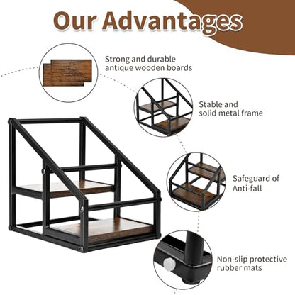 YQBRAO 2-Tier Coffee Syrup Organizer, 4-Bottle Rack, Rustic Brown | Holds 4 bottles in a narrow two-tier footprint for small counters, coffee corners, apartments, and bar carts. - size: 2 Tier 4 Bottle Syrup Rack - 1 Pack