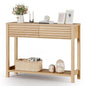 EAG 40" Fluted Console Table with 2 Drawers, Modern Wood 2 Tier Entryway Table with Storage Shelf, Narrow Sofa Tables Behind Couch for Entrance Foyer, Hallway, Living Room, Natural - color: Natural