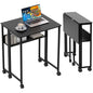 Folding Desk Small Rolling Desk with Storage Shelf,24.8 Inch Foldable Computer Table with Wheels,Portable Office Desk for Small Space Sofa Table,Easy to Fold,Writing Work Office Computer Desk,Black