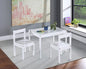 Della Solid Wood Table & 2 Chair Set - White, 25"x19"x18", Durable Play Furniture for Arts, Crafts & Tea Parties, Kiln-Dried Rubberwood, Made in Thailand
