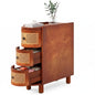 LITTLE TREE Solid Wood End Table, Rattan Narrow Side Table with 3 Drawers | Nightstand Bedside Tables for Living Room, Bedroom, Office, Bathroom, Brown - color: Brown
