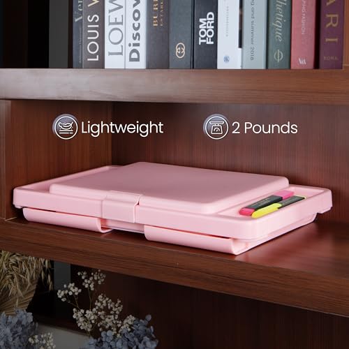 Loddie Doddie Lap Desk, Folding Desk, Portable Table, Blush, 9.75" x 12" | Trays & Pocket Keep Essentials Close, 2 lb Easy to Carry, Sturdy Plastic & Alloy Steel, Bed Desk, Bed Tray, Lap Desk for Kids - color: Blush