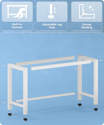 43'' Home Office Desk Modern Computer Desk 43.3X 23.6x29.5 inches PC Table with Thicken Frame Industrial Style Sturdy Metal Frame Furniture for Writing Gaming Grey Oak+White - color: Grey Oak, size: 43