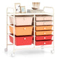 RELAX4LIFE 9 Drawer Rolling Storage Cart - Mobile Drawer Carts for Craft Art Supply Paper Salon, Utility Cart on Wheels for Classroom Teacher School Office, Rolling Cart with Drawers (Macaron) - color: Macaron, style: 9 Drawers