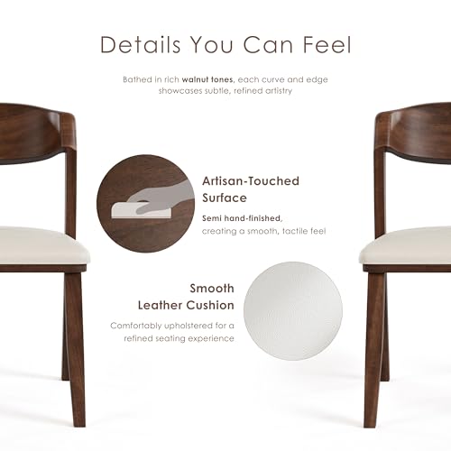 Furniture of America Nazaen IV Mid-Century Modern Solid Wood 20-inch Side Chairs Set of 2 with Curved Backrest, Semi-Handmade, Upholstered Seating for Home Kitchen, Dining Room, Rich Walnut - color: Rich Walnut, size: Style 4