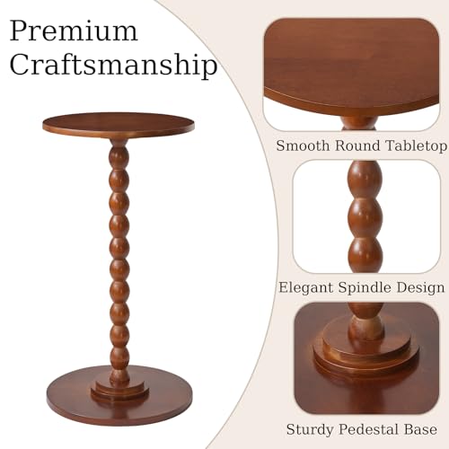 Aibiju Round Side Table, Solid Wood End Table, Small Drink Table Sofa End Table, Bedroom Small Corner Table, Sturdy Weight-Bearing Design Brown YD-RST001H - color: Brown
