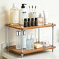 FMOACEN 2-Tier Bathroom Counter Organizer Wooden Bathroom Shelf for Makeup Skincare Perfume and Spices Countertop Organizer Shelf for Corner Vanity Coffee Station Kitchen Office and Home Decor
