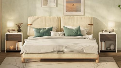 Modern Nightstands Set of 2,Bedside Table with Open Shelf,Night Stand with Drawer Storage,Wooden End Table for Bedroom, Side Table White and Walnut - color: 2pcs_white&walnut