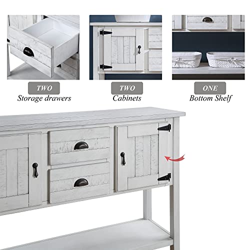 LKTART Solid Wood Farmhouse Console Table,Sofa Table with Storage Drawers and Shelves,Entryway Table for Entry Hallway Foyer Sofa Side Table,Easy Assembled (46.5" Antique White) - color: Antique White