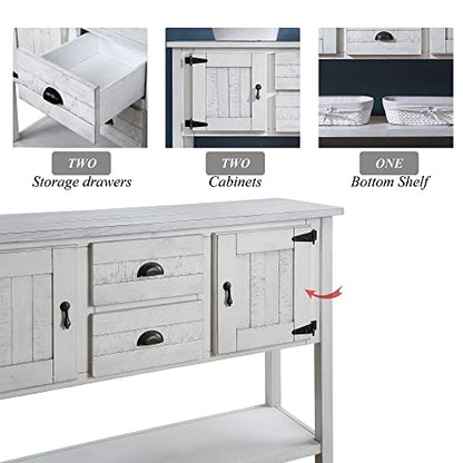 LKTART Solid Wood Farmhouse Console Table,Sofa Table with Storage Drawers and Shelves,Entryway Table for Entry Hallway Foyer Sofa Side Table,Easy Assembled (46.5" Antique White) - color: Antique White