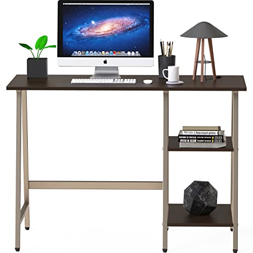 SHW 43-Inch Home Office Trestle Computer Desk with Open Storage Shelves, Espresso - color: Espresso