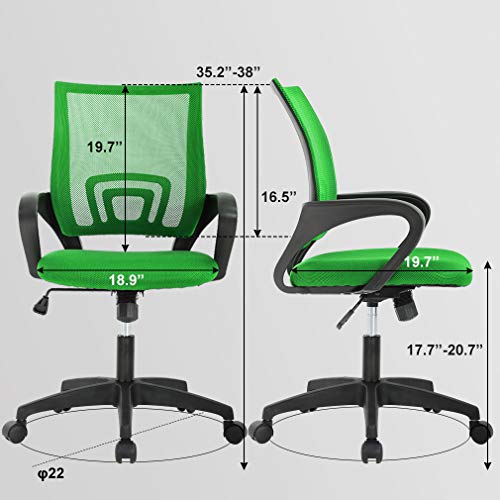 BestOffice Home Office Chair Ergonomic Desk Chair Mesh Computer Chair with Lumbar Support Armrest Executive Rolling Swivel Adjustable Mid Back Task Chair,Green - color: Green, style: pack of 2