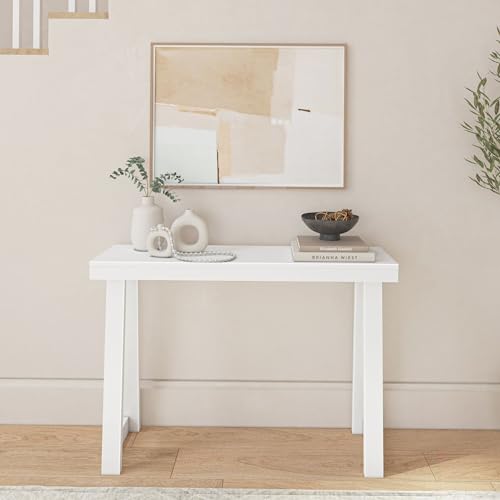 Plank+Beam Classic Console Table, 46 Inch, White | Non-Toxic Finishes, Versatile Design, Elegant Details, Easy Assembly, Quick Setup, Solid Wood - color: White, size: 46" Console Table