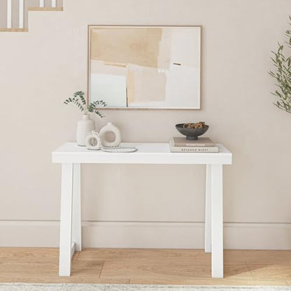 Plank+Beam Classic Console Table, 46 Inch, White | Non-Toxic Finishes, Versatile Design, Elegant Details, Easy Assembly, Quick Setup, Solid Wood - color: White, size: 46" Console Table