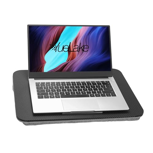 Portable Laptop Desk Fits Up to 16“ Laptops, with Tablet Slot, Built-in Cushion, Great for Home & Office,Lap Desk for Laptop,Lap Desk with Cushion (Black, Medium) - color: Black, size: Medium