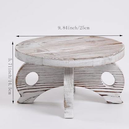 White Wooden Plant Stands Indoor Riser Round Display Stands Farmhouse Display Stool Flower Holder Pedestal Board Pine - color: White, size: Pine