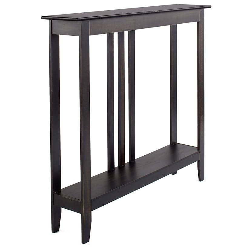 The Lakeside Collection Slim Space Saving Accent Table 36" W x 7" D x 32" H - Antique Black - color: Antiqued Black