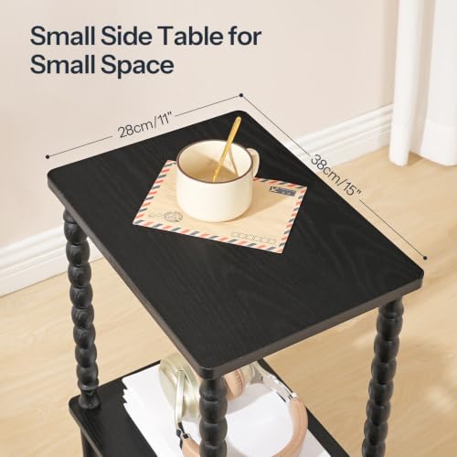 HOOBRO End Table, 2-Tier Small Side Table with Spindle Legs, Nightstand with Storage Shelves, Sofa Side Table, for Small Space, Living Room, Bedroom, Black BK189BZ01 - color: Black
