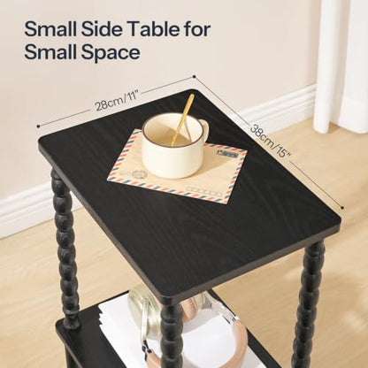 HOOBRO End Table, 2-Tier Small Side Table with Spindle Legs, Nightstand with Storage Shelves, Sofa Side Table, for Small Space, Living Room, Bedroom, Black BK189BZ01 - color: Black