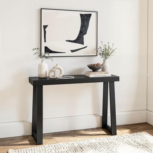 Plank+Beam Classic Console Table, 46 Inch, Black | Non-Toxic Finishes, Versatile Design, Elegant Details, Easy Assembly, Quick Setup, Solid Wood - color: Black, size: 46" Console Table