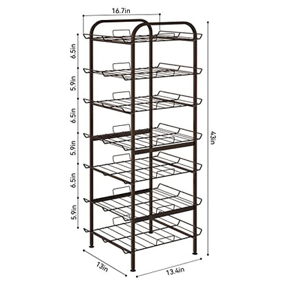 smusei Water Bottle Organizer 7 Tier Free Standing Vertical Metal Water Bottle Rack Shelf Adjustable Water Bottle Beverage Drink Stand Holder for Kitchen Pantry Food Storage, Bronze - size: 7 Tier