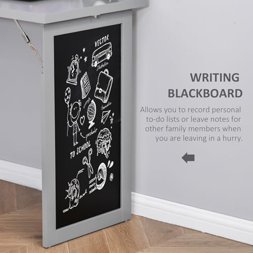 Fold Out Desk with Blackboard, Convertible Foldable Wall Desk with Side Shelf for Home Office Living Room Bedroom, Space-Saving