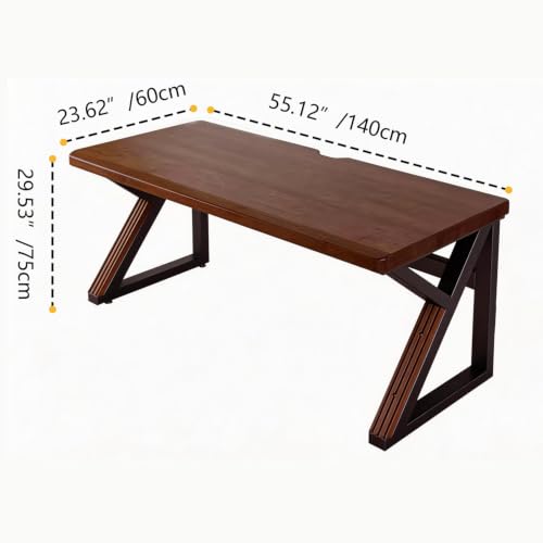 55" Solid Wood Computer Desk, Simple Modern Real Wood Office Desk with Thickened Desk, Farmhouse Executive Workstation for Home Office, Writing Table for Office (Walnut, 55") - size: 55"
