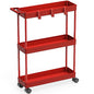 Simple Houseware 3-Tier Slim Rolling Cart w/Handle 5.5" Wx27.5 H, Red | Storage Cart for Narrow Space (5.5-Inch Wide) Kitchen, Bathroom, Laundry Room - color: Red