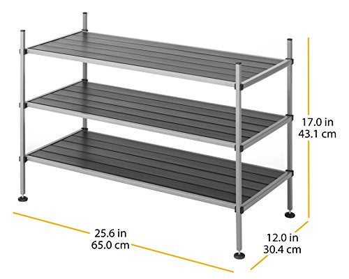 Whitmor 3 Tier Closet Storage Shelves - Shoe Rack and Home Organizer - color: 3-tier,grey