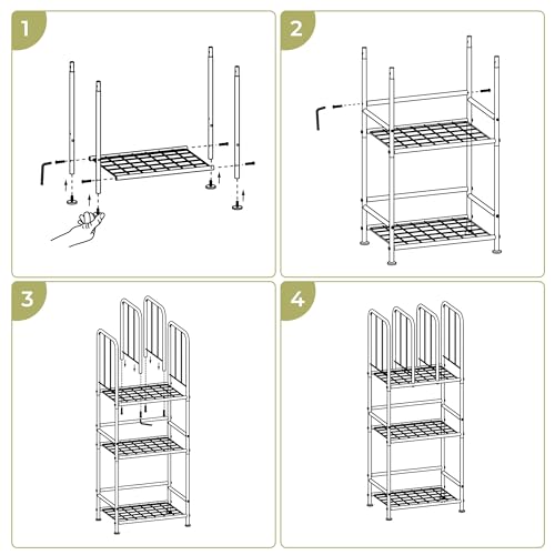 3 Tier Towel Racks for Bathroom with Dividers, Free Standing Metal Towels Holder Stand with Shelf, Towel Storage Organizer Bathroom Shelf, Metal Shelving Unit, Pool Towel Rack, Black