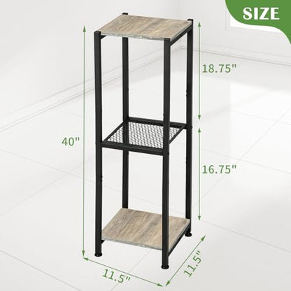 Dipion Extra Tall Plant Stand Indoor,40 Inch Plant Stands,3 Tier Metal Plant Stand with Heavy Duty Wood and Metal Mesh Shelf,Greige and Black
