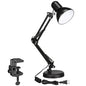 TORCHSTAR Metal Desk Lamp, Adjustable Swing Arm, E26, Black | Architect Gooseneck Multi-Joint Clip Table Lamp with Plastic Clamp, for Home Office, Work, Study, Reading, Bulbs not Included - color: Black