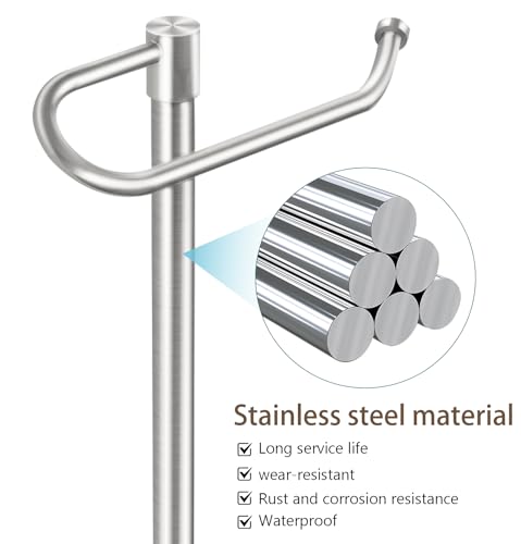 Hand Towel Holder Stand, 14.37 inch Standing Towel Racks for Bathroom, Stainless Steel Free Standing Towel Rack, Heavy Weight Towel Bar for Bathroom Vanity Countertop &Kitchen