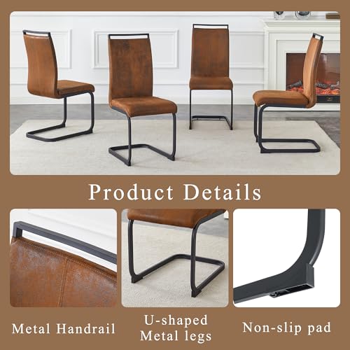 Baysitone Modern Dining Chairs Set of 2, Side Dining Room Chairs, High Back Kitchen Chairs with Suede Fabric Padded Seat for Dining Room,Kitchen, Living Room Brown - color: Suede Brown, size: Set of 2