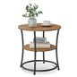 VASAGLE 21.7-Inch Round Side Table, 2-Tier End Table | Nightstand with Steel Frame, Spacious Top, for Small Spaces, Living Room, Bedroom, Honey Brown and Ink Black ULET056B41 - color: Honey Brown + Ink Black, style: Without Power Strip