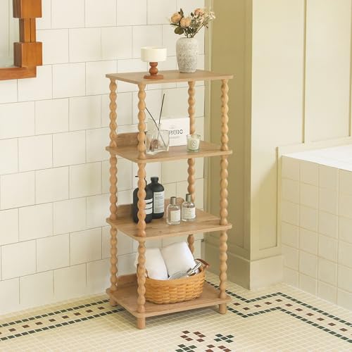 Fultyle Bookshelf, 4-Tier Wooden Bookcase with Open Shelves, Modern Book Shelf for Small Spaces, Bedroom, Living Room and Office with Solid Wood Legs (Rustic Walnut) - color: Rustic Walnut