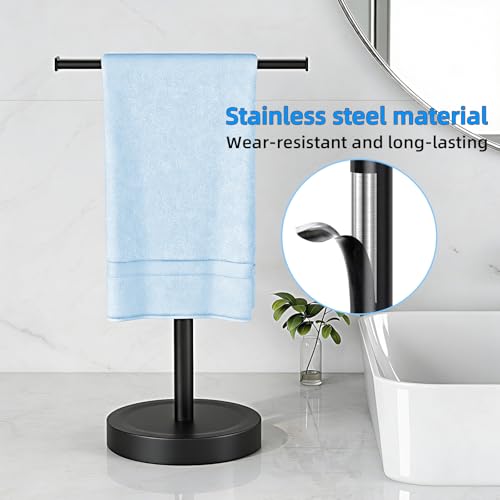 Hand Towel Stand, Stainless Steel Hand Towel Holder Rack for Bathroom Countertop, 16.5Inch Adjustable Retractable T-Shape Free Standing Hand Towel Rack for Bathroom Kitchen Countertop, Matte Black - size: T-Shape