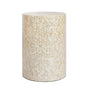 PEMAR Capiz Shell Cylinder Drum End Table Nacre Side Table Stool Round Drum Accent Coffee Bedside Nightstand and Vanity Stool, 13" Diameter x 19.3" High, White Cream - color: White Cream