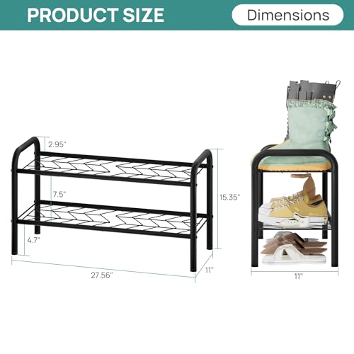 viewcare Shoe Rack for Closet, 2-Tier Small Shoe Rack for Entryway & Garage, Sturdy Metal Construction, Shoe Organizer Holds 4-8 Pairs - size: 2-Tier(M)