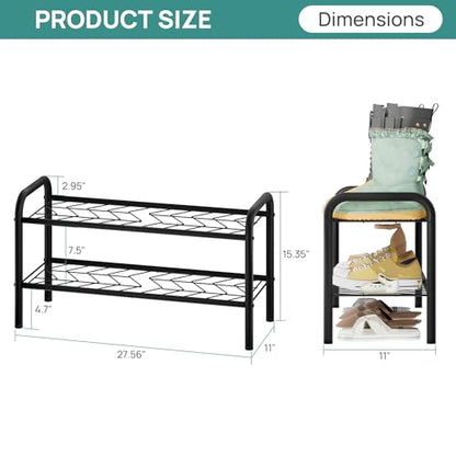 viewcare Shoe Rack for Closet, 2-Tier Small Shoe Rack for Entryway & Garage, Sturdy Metal Construction, Shoe Organizer Holds 4-8 Pairs - size: 2-Tier(M)