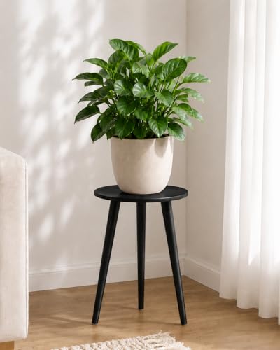 Bamworld Tall Plant Stand Indoor Wood Plant Table for Large Plant | Black Flower Stand Modern Plant Stool for Bedroom Living Room Home Office - color: Black Tall