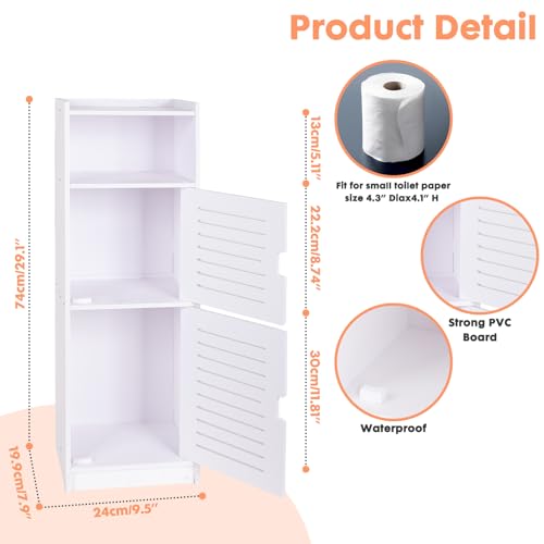 ShellKingdom Toilet Paper Holder Stand, Small and Slim Bathroom Storage Cabinet for Bathroom Small Spaces, 29.1 x 9.5 x 7.9 inch - size: 29.1 x 9.5 x 7.9 inch