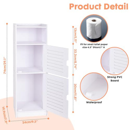 ShellKingdom Toilet Paper Holder Stand, Small and Slim Bathroom Storage Cabinet for Bathroom Small Spaces, 29.1 x 9.5 x 7.9 inch - size: 29.1 x 9.5 x 7.9 inch