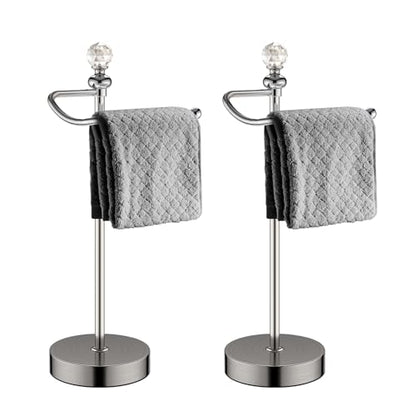 ROLABAM Hand Towel Holder for Bathroom, Hand Towel Rack Stand with Heavy Weighted Base, Crystal Ball Countertop Towel Rack Stand for Bathroom Kitchen (Brushed Nickel, 2 Pack) - color: Brushed Nickel-2pcs